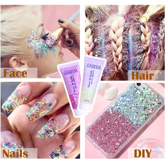 NWT Body/Face/Hair Cosmetic Festival Sequins Glitter Gell Makeup 50ml (White) - Picture 6 of 11